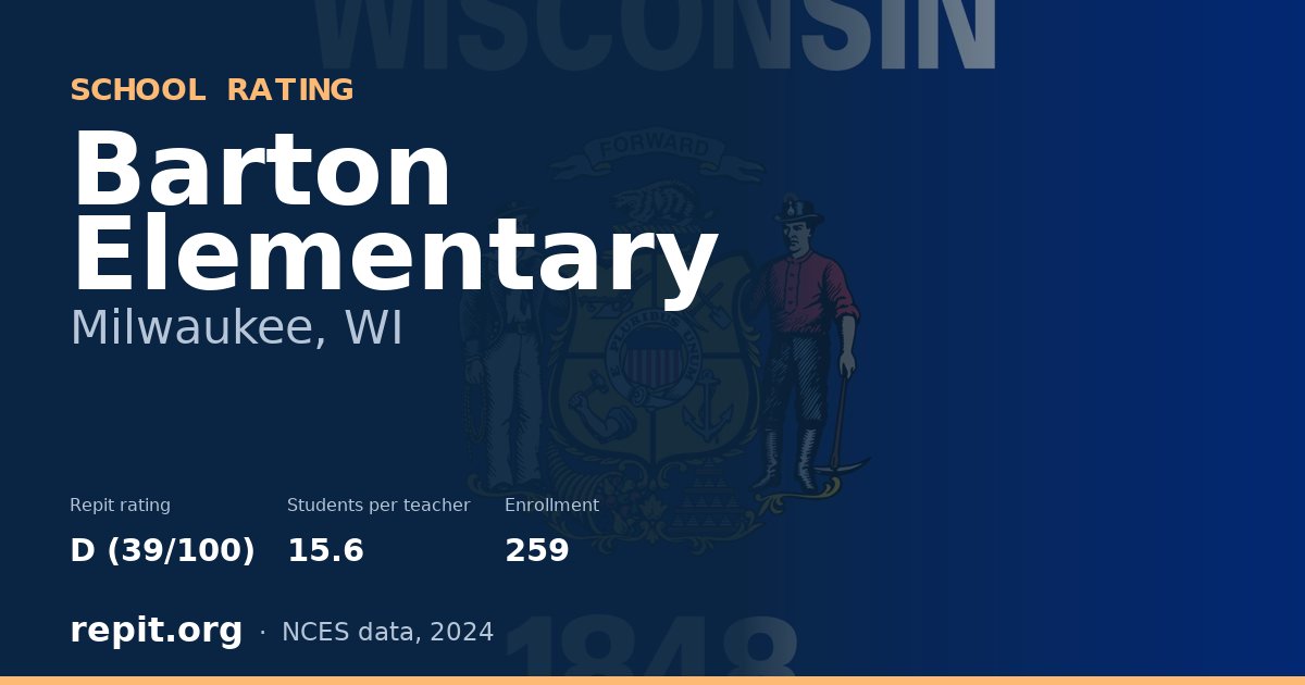 Barton Elementary, Milwaukee, WI — Repit school rating D (39/100)
