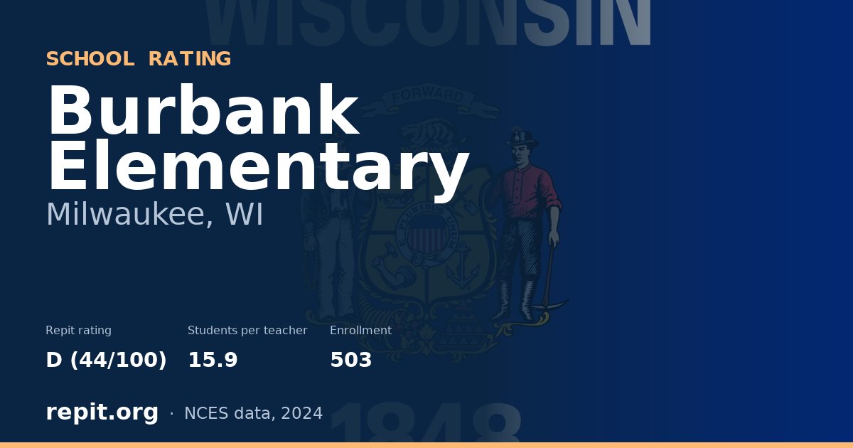 Burbank Elementary, Milwaukee, WI — Repit school rating D (44/100)