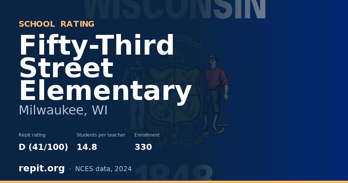 Fifty-Third Street Elementary, Milwaukee, WI — Repit school rating D (41/100)