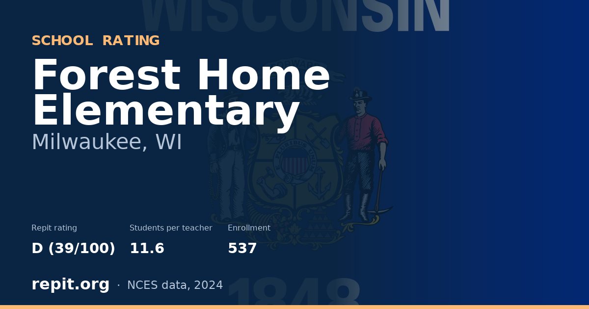 Forest Home Elementary, Milwaukee, WI — Repit school rating D (39/100)