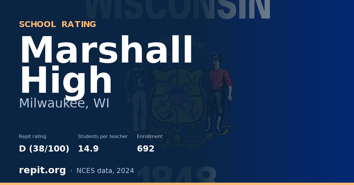 Marshall High, Milwaukee, WI — Repit school rating D (38/100)
