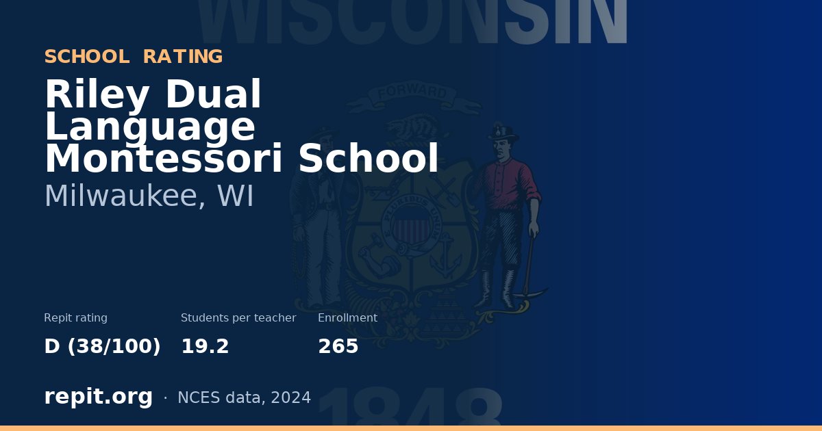 Riley Dual Language Montessori School, Milwaukee, WI — Repit school rating D (38/100)