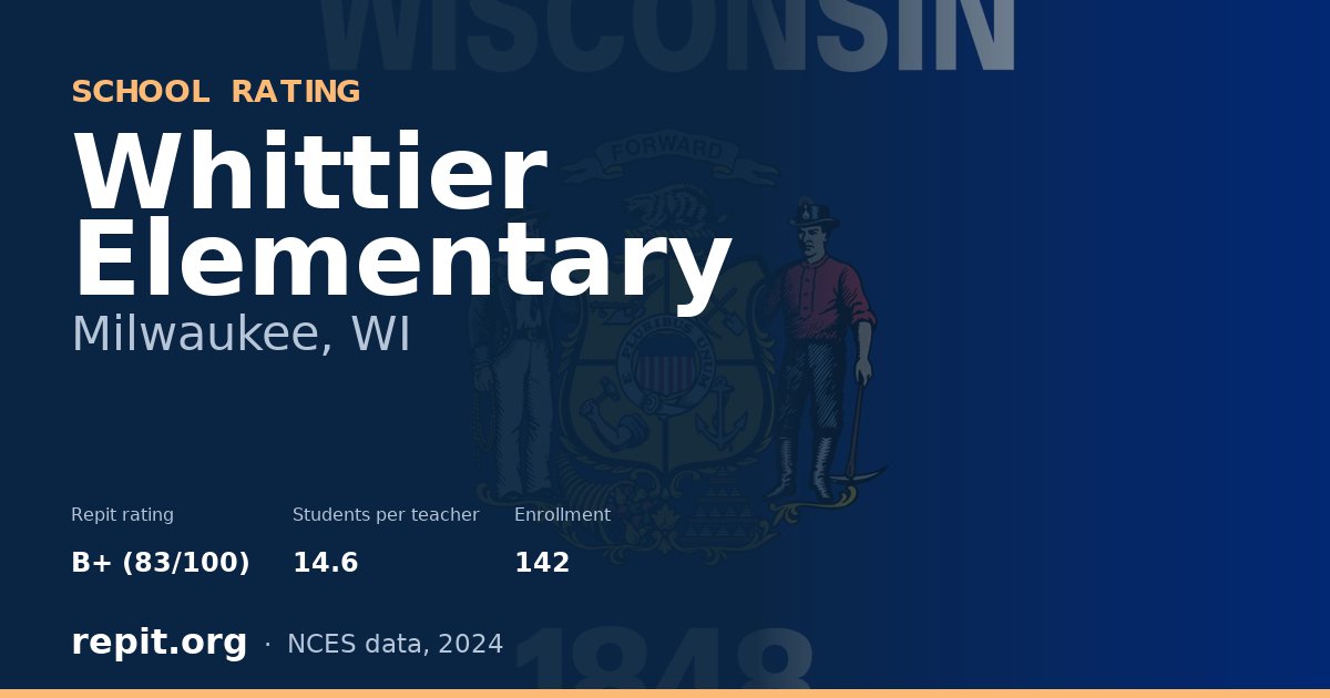 Whittier Elementary, Milwaukee, WI — Repit school rating B+ (83/100)