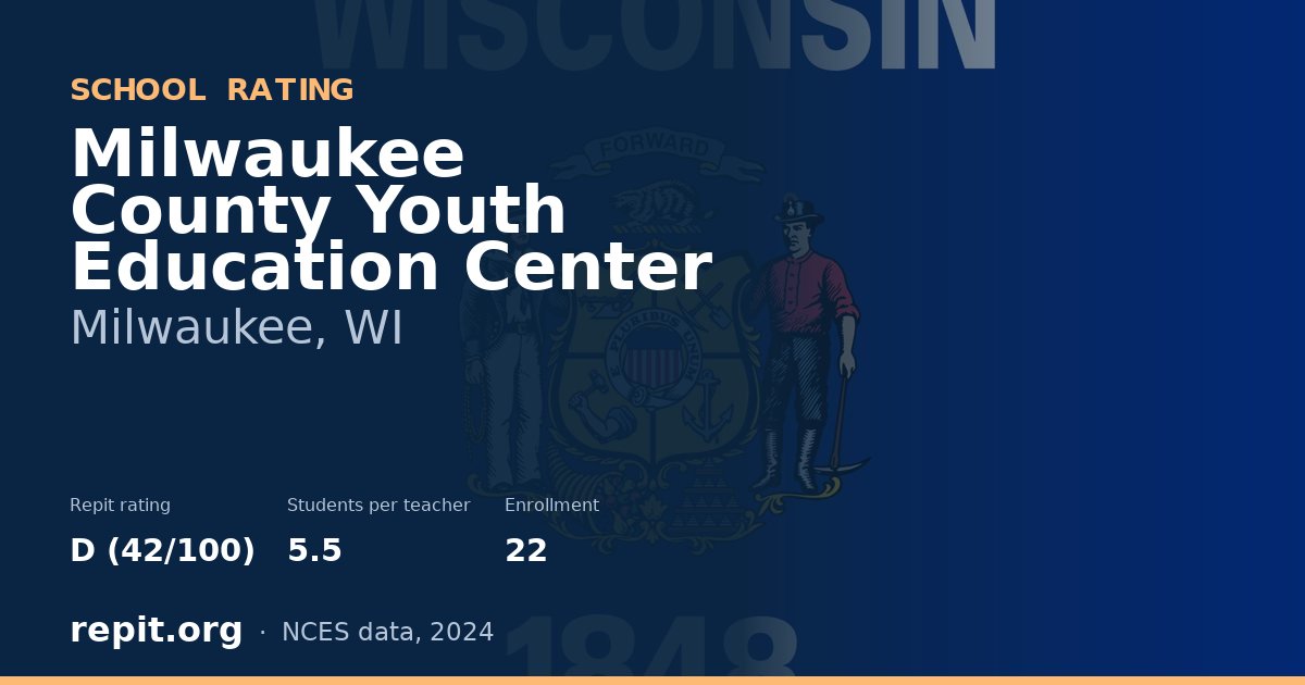 Milwaukee County Youth Education Center, Milwaukee, WI — Repit school rating D (42/100)