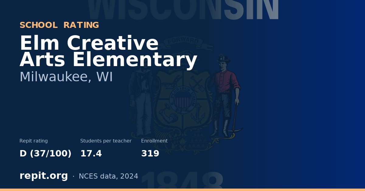 Elm Creative Arts Elementary, Milwaukee, WI — Repit school rating D (37/100)