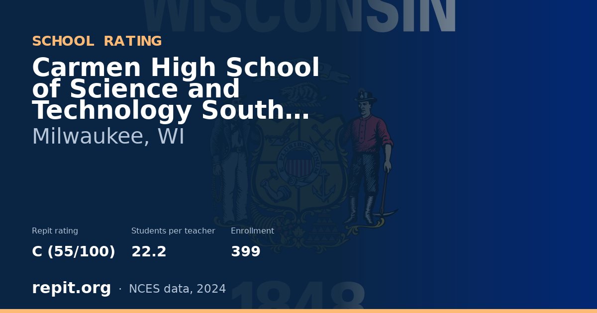 Carmen High School of Science and Technology South Campus, Milwaukee, WI — Repit school rating C (55/100)