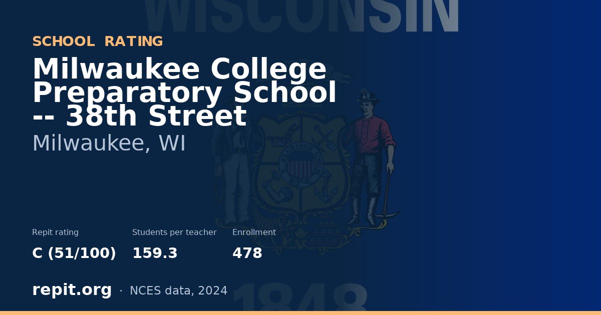 Milwaukee College Preparatory School -- 38th Street, Milwaukee, WI — Repit school rating C (51/100)
