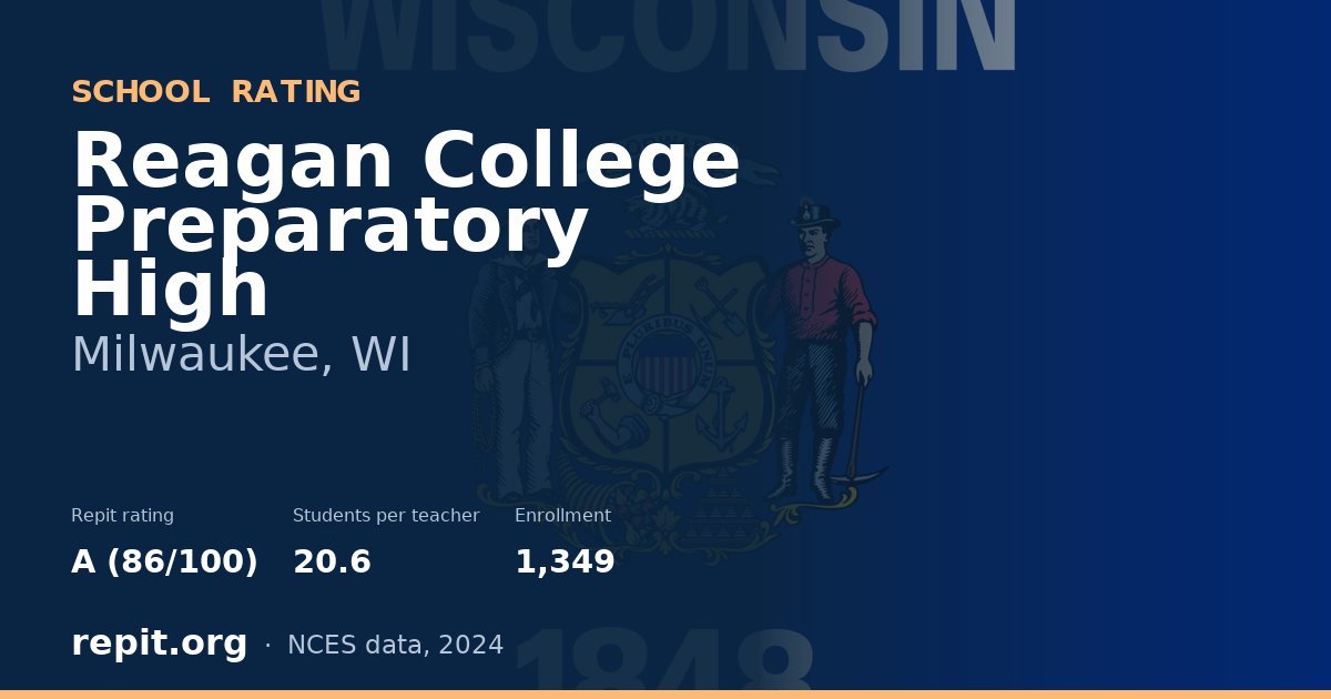 Reagan College Preparatory High, Milwaukee, WI — Repit school rating A (86/100)