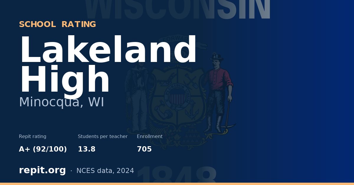 Lakeland High, Minocqua, WI — Repit school rating A+ (92/100)