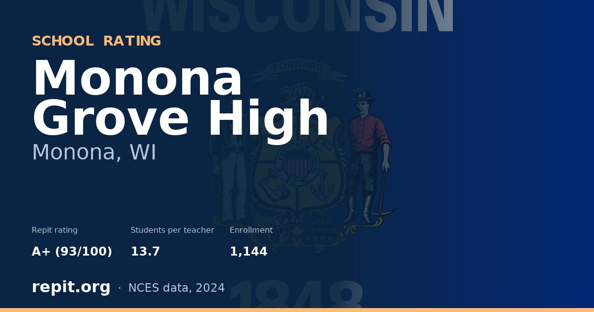 Monona Grove High, Monona, WI — Repit school rating A+ (93/100)
