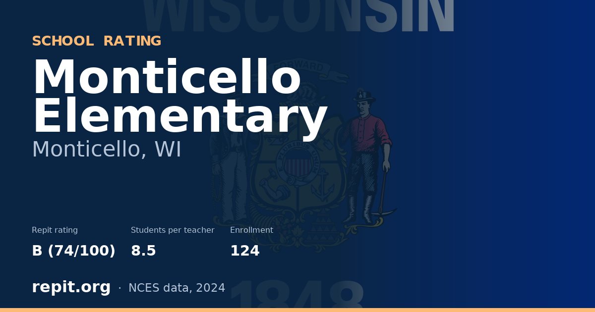 Monticello Elementary, Monticello, WI — Repit school rating B (74/100)