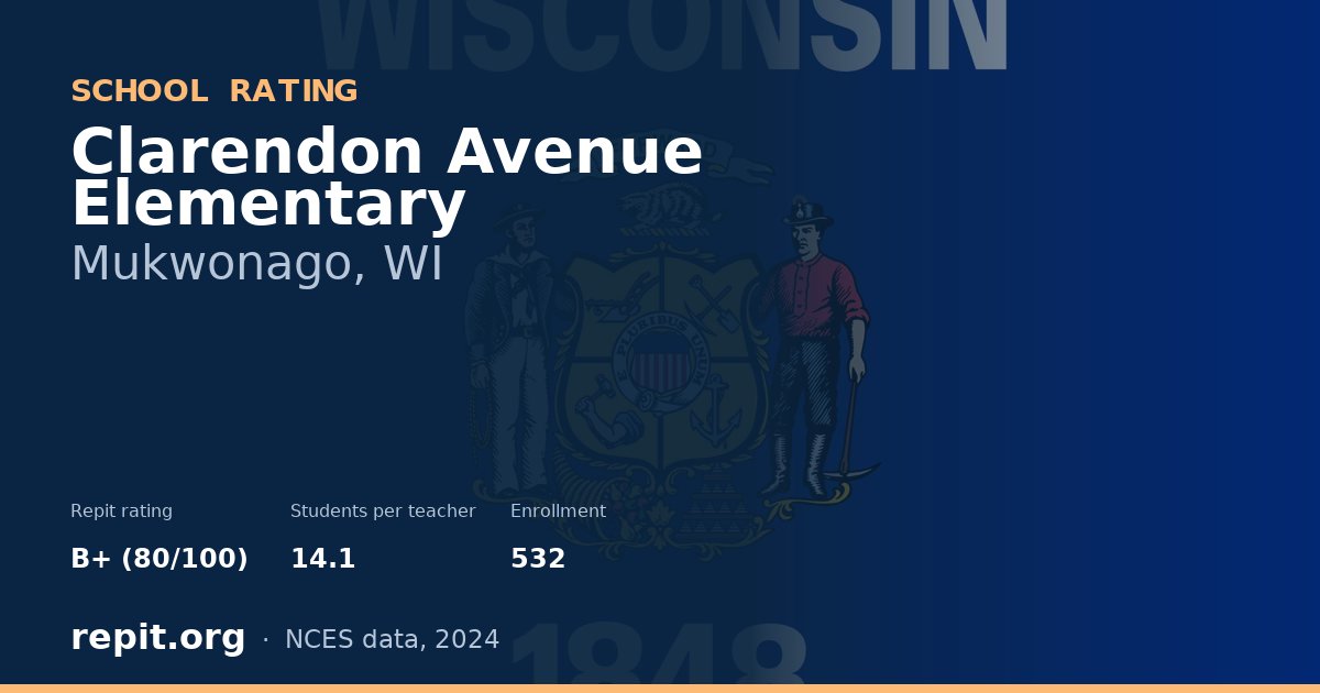 Clarendon Avenue Elementary, Mukwonago, WI — Repit school rating B+ (80/100)