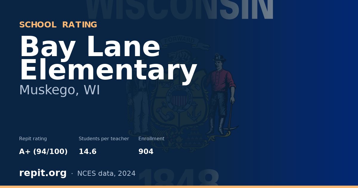 Bay Lane Elementary, Muskego, WI — Repit school rating A+ (94/100)