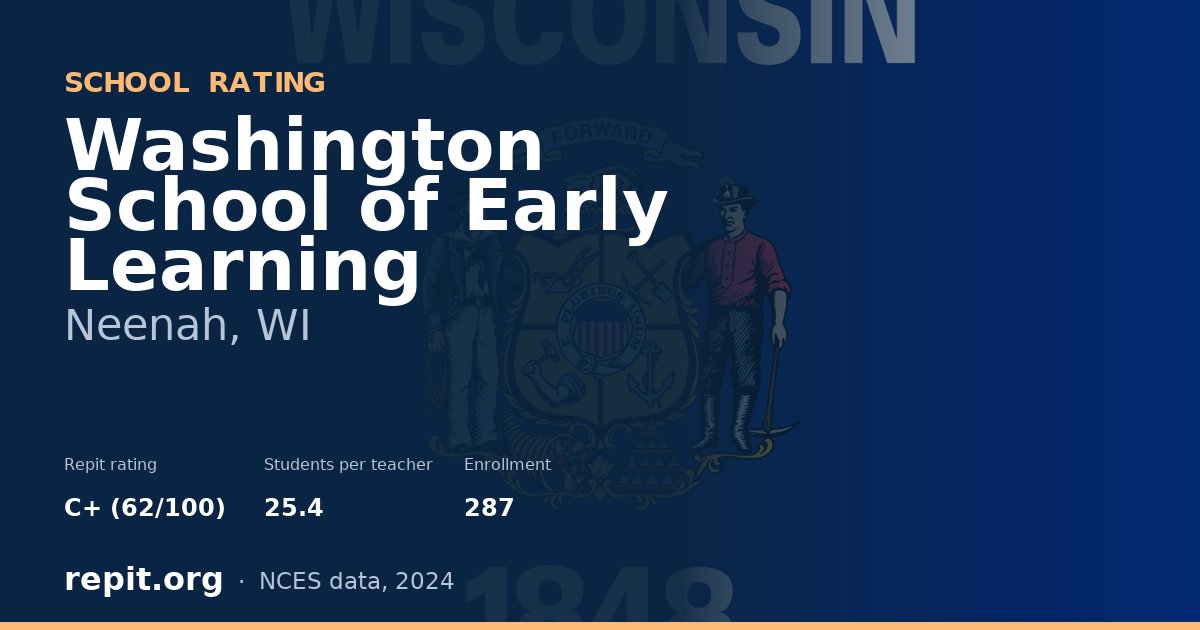 Washington School of Early Learning, Neenah, WI — Repit school rating C+ (62/100)