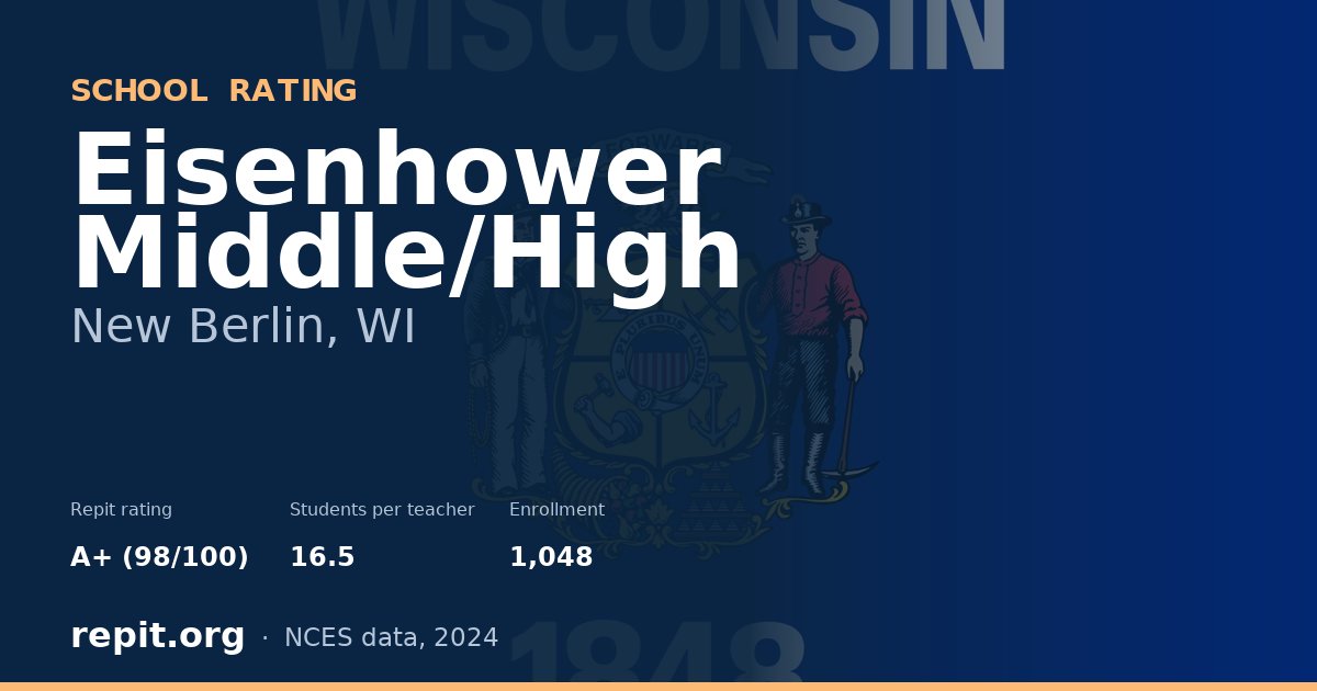 Eisenhower Middle/High, New Berlin, WI — Repit school rating A+ (98/100)