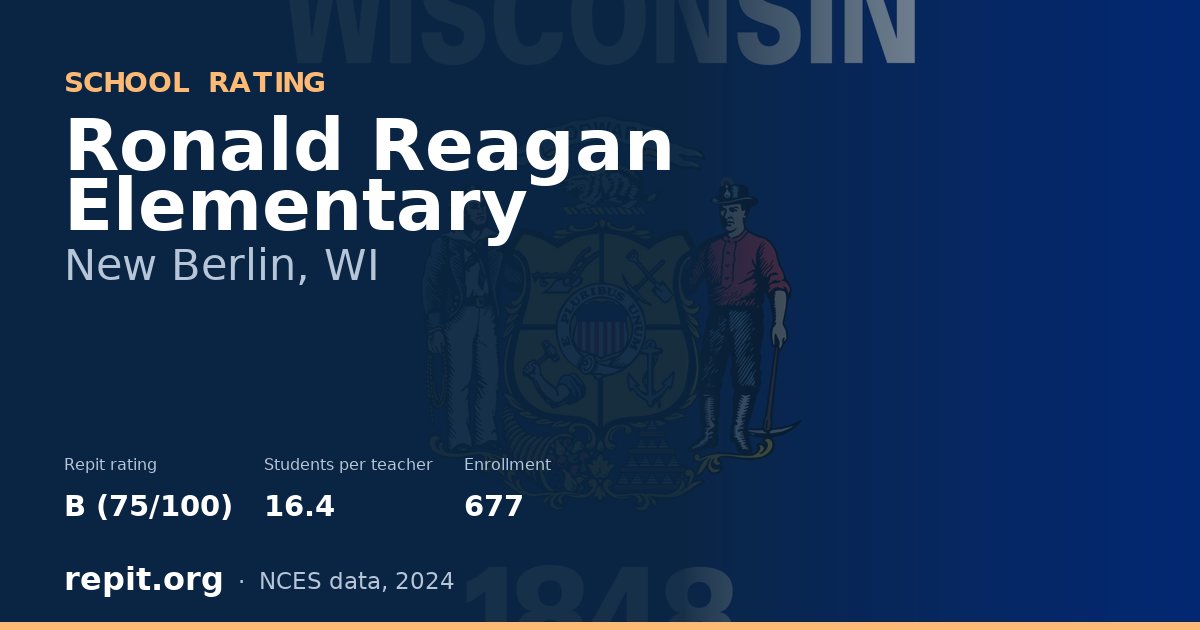 Ronald Reagan Elementary, New Berlin, WI — Repit school rating B (75/100)