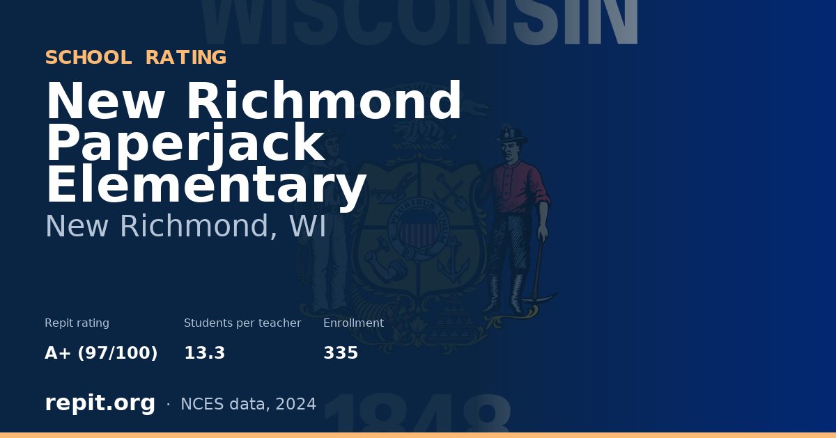 New Richmond Paperjack Elementary, New Richmond, WI — Repit school rating A+ (97/100)