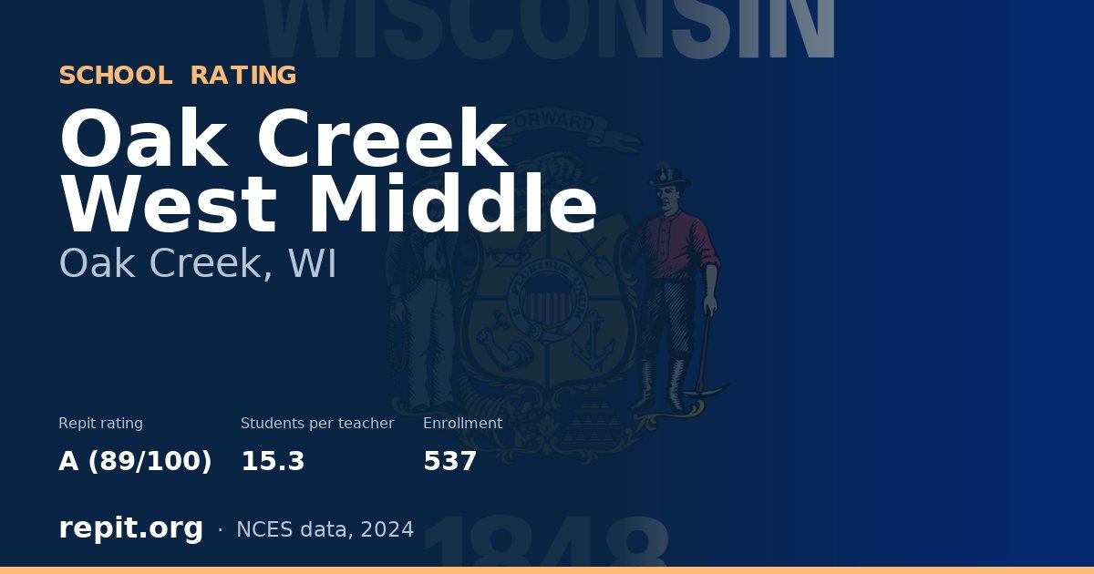 Oak Creek West Middle, Oak Creek, WI — Repit school rating A (89/100)
