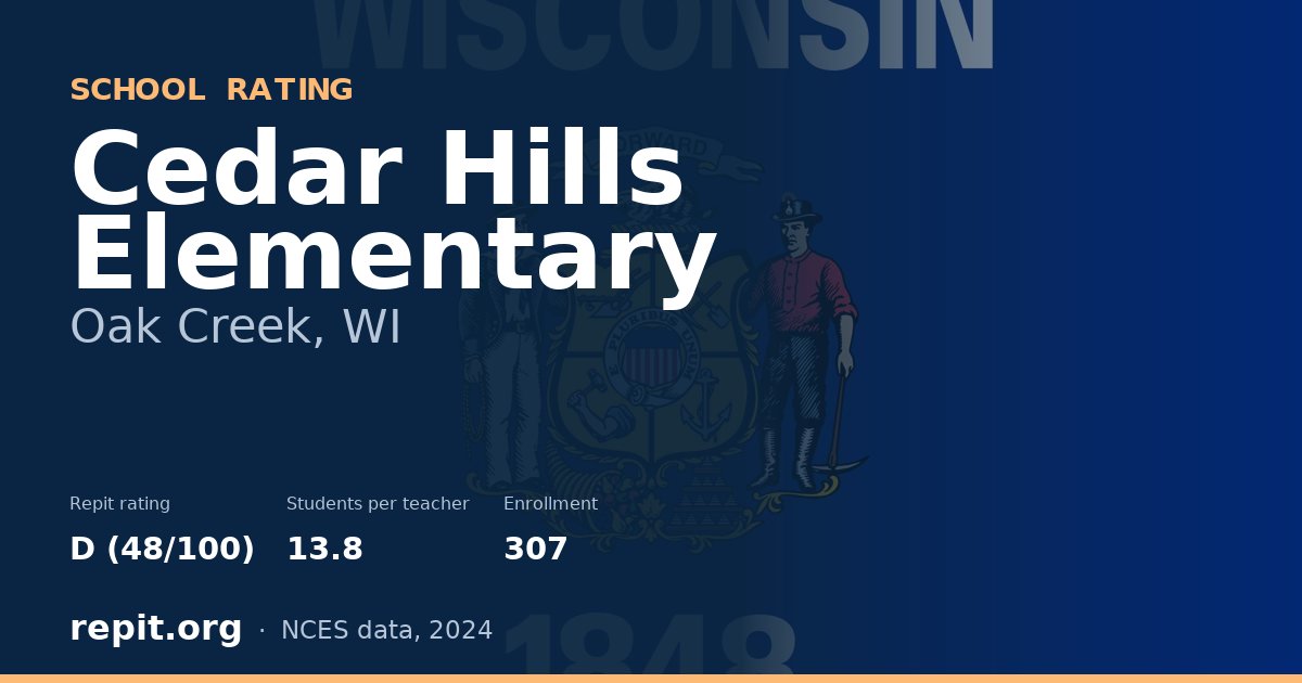Cedar Hills Elementary, Oak Creek, WI — Repit school rating D (48/100)