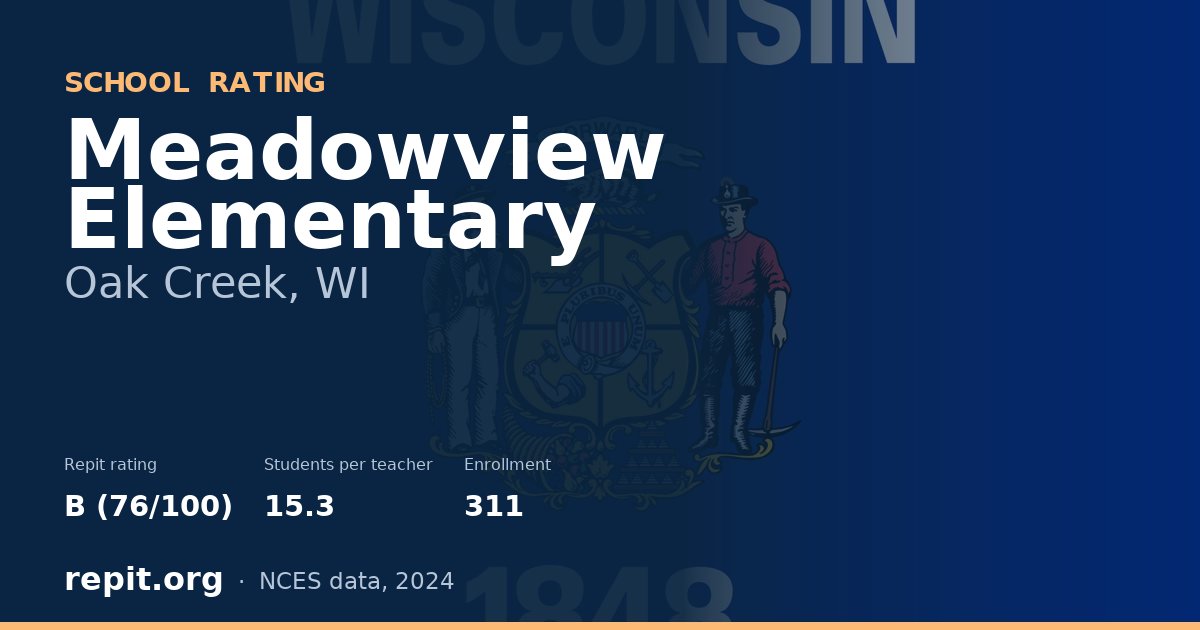 Meadowview Elementary, Oak Creek, WI — Repit school rating B (76/100)