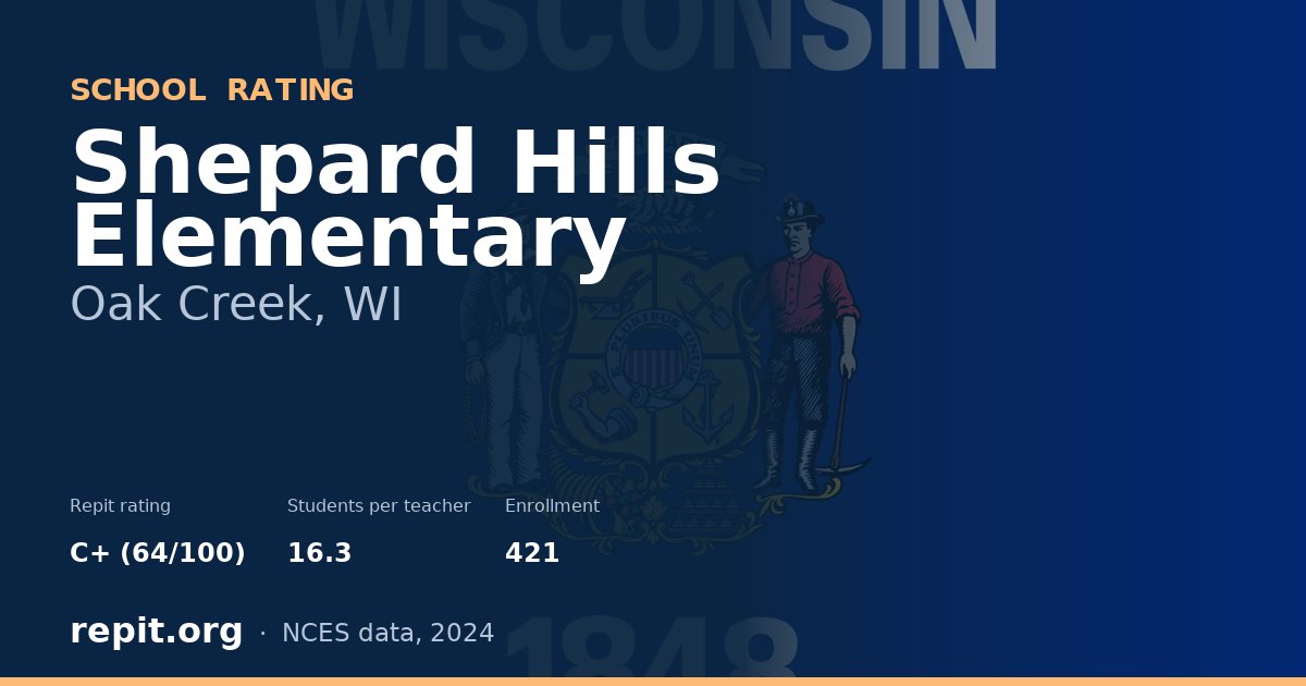 Shepard Hills Elementary, Oak Creek, WI — Repit school rating C+ (64/100)
