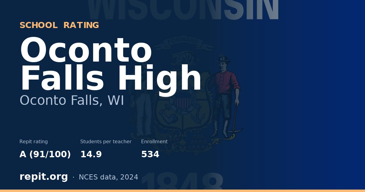 Oconto Falls High, Oconto Falls, WI — Repit school rating A (91/100)