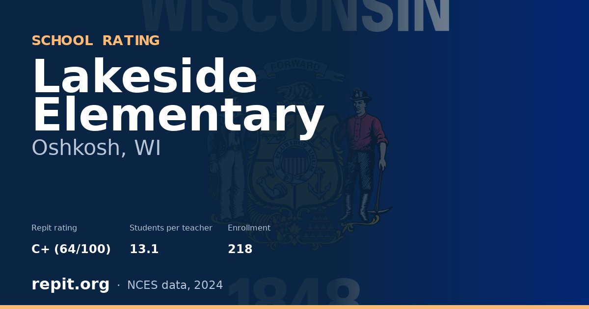 Lakeside Elementary, Oshkosh, WI — Repit school rating C+ (64/100)