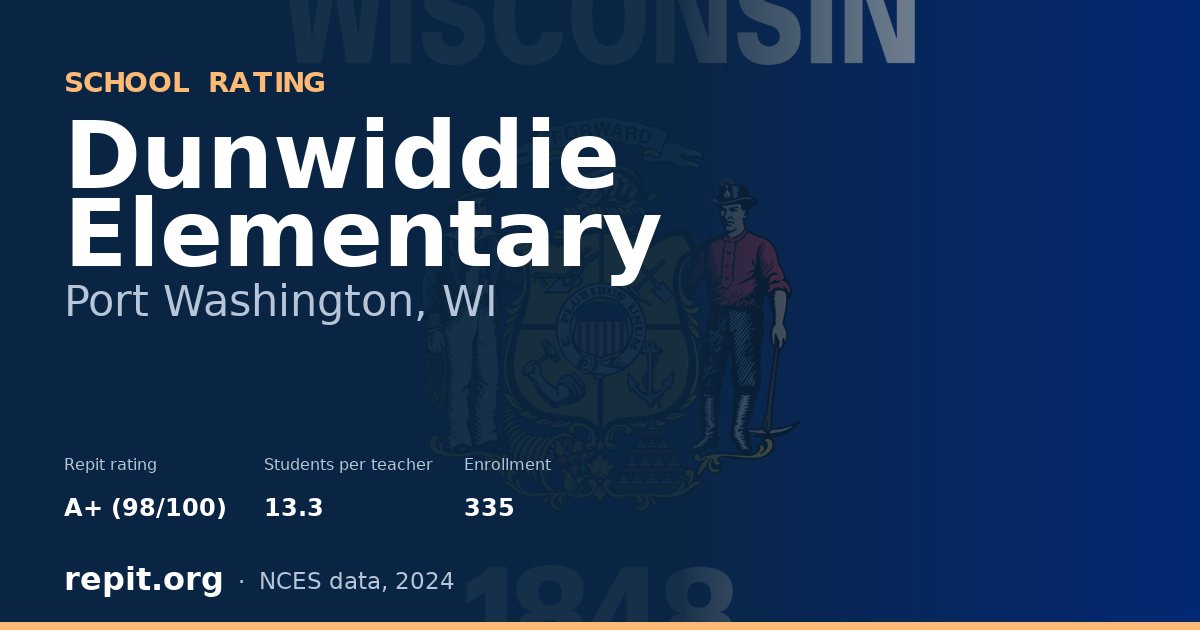 Dunwiddie Elementary, Port Washington, WI — Repit school rating A+ (98/100)