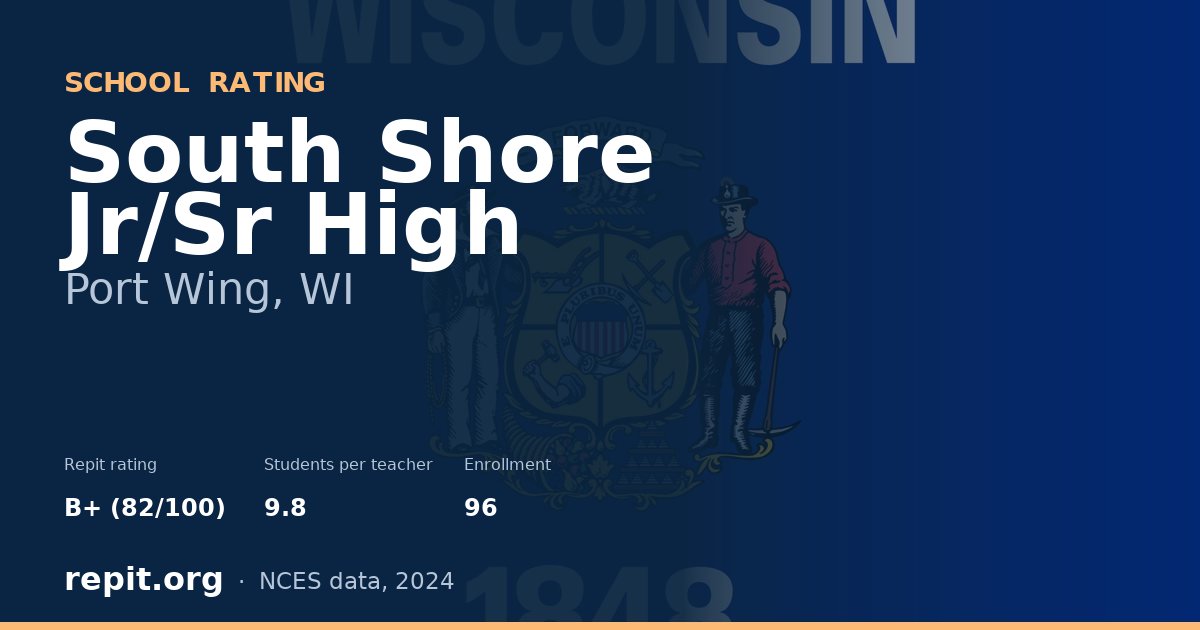 South Shore Jr/Sr High, Port Wing, WI — Repit school rating B+ (82/100)