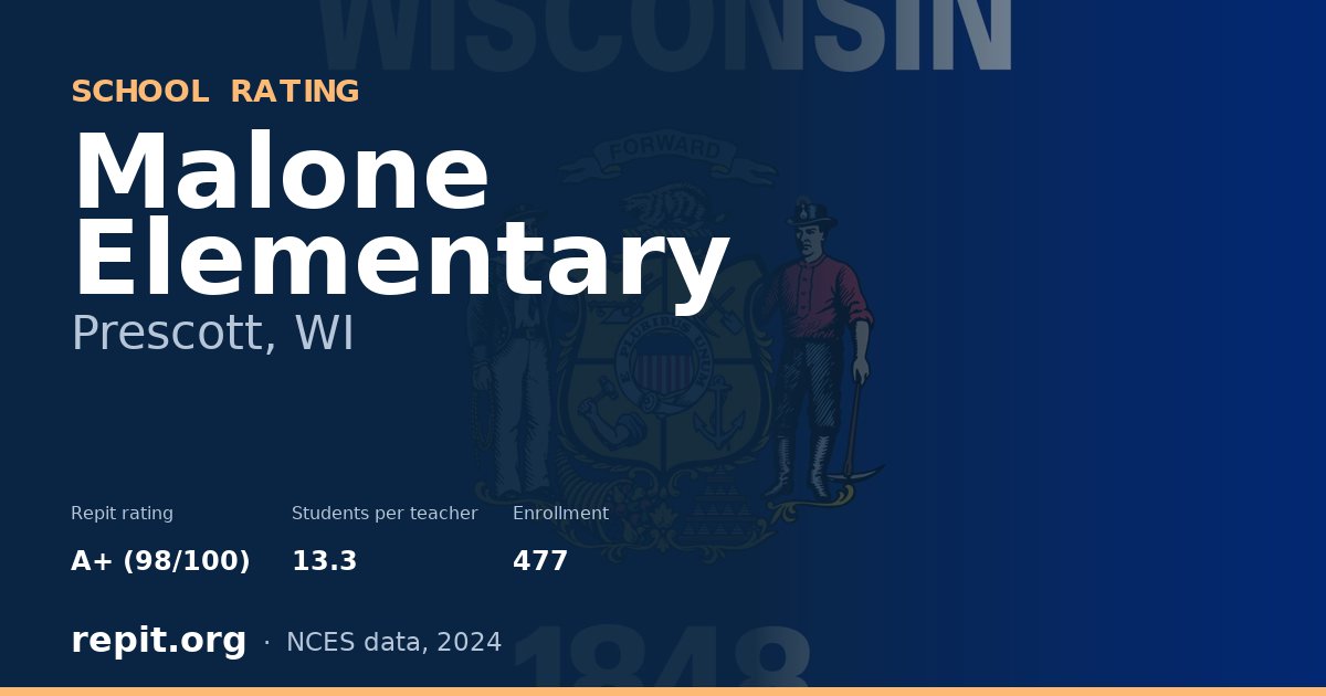 Malone Elementary, Prescott, WI — Repit school rating A+ (98/100)