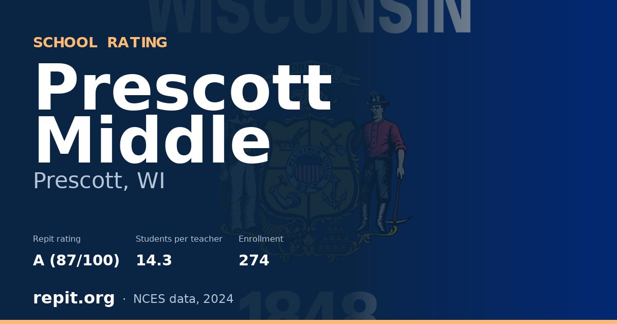 Prescott Middle, Prescott, WI — Repit school rating A (87/100)