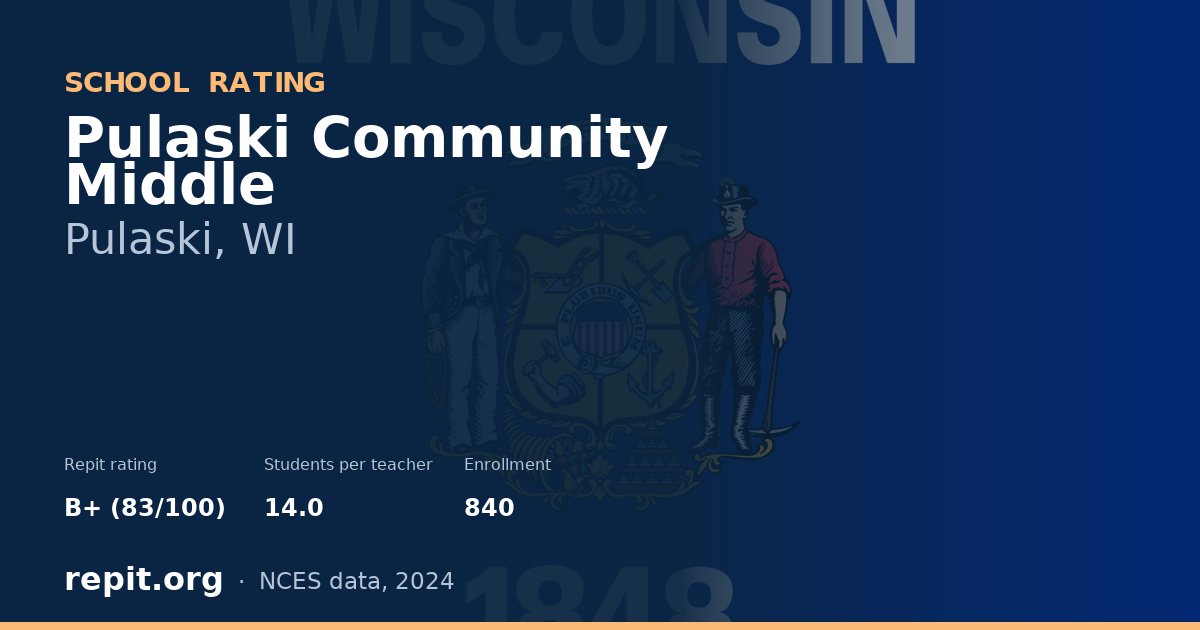 Pulaski Community Middle, Pulaski, WI — Repit school rating B+ (83/100)