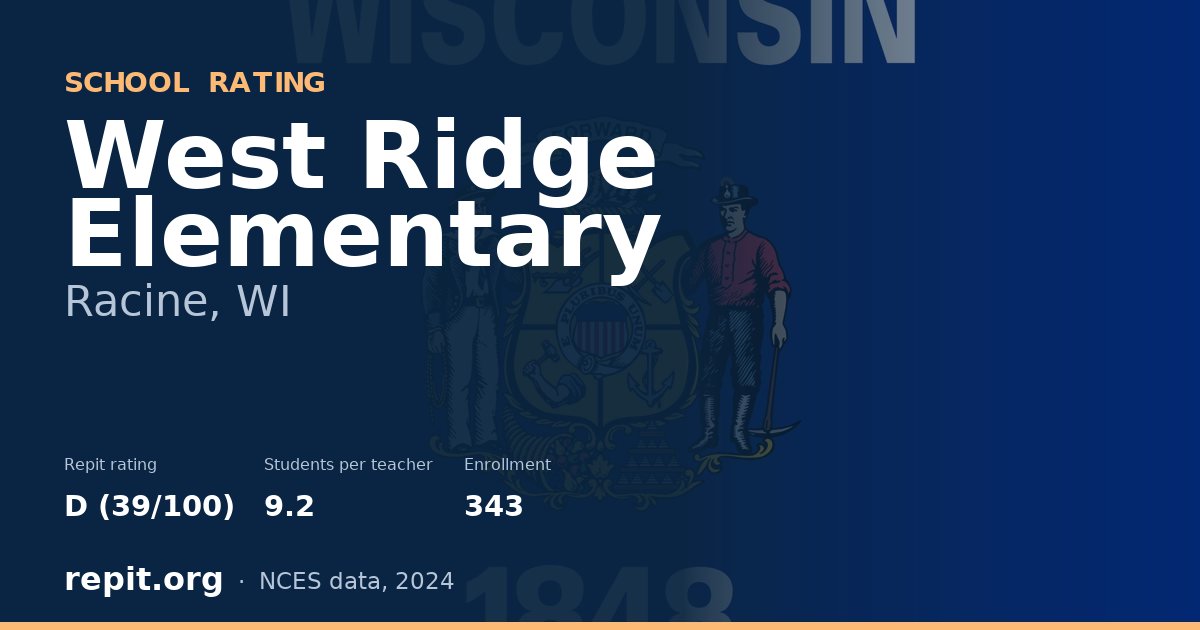 West Ridge Elementary, Racine, WI — Repit school rating D (39/100)