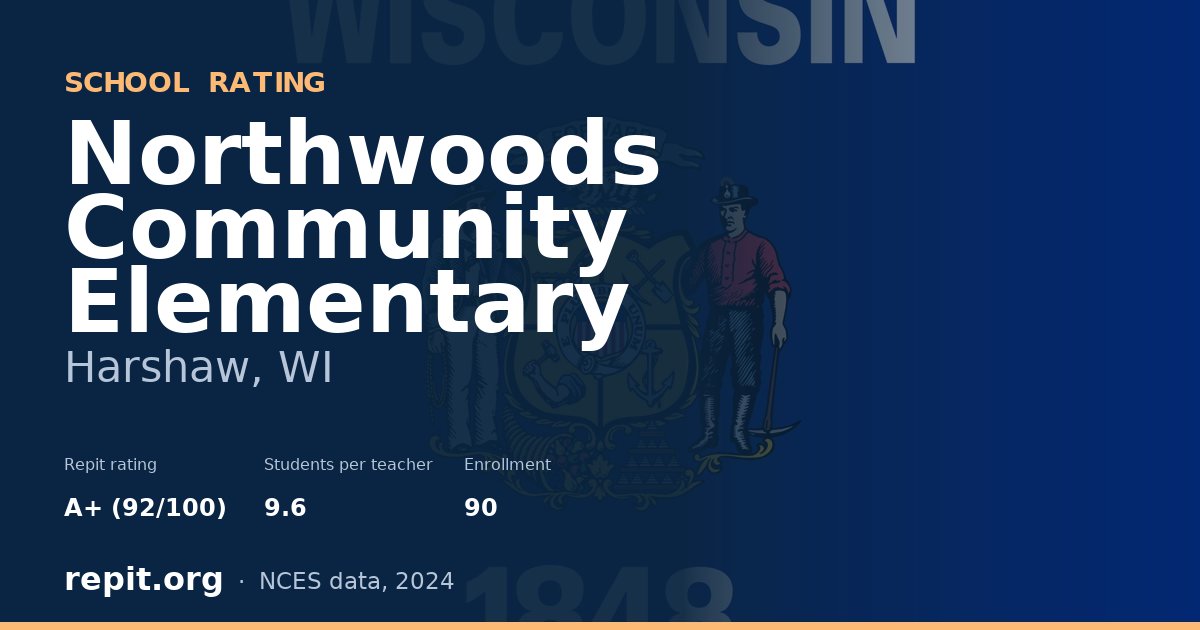 Northwoods Community Elementary, Harshaw, WI — Repit school rating A+ (92/100)