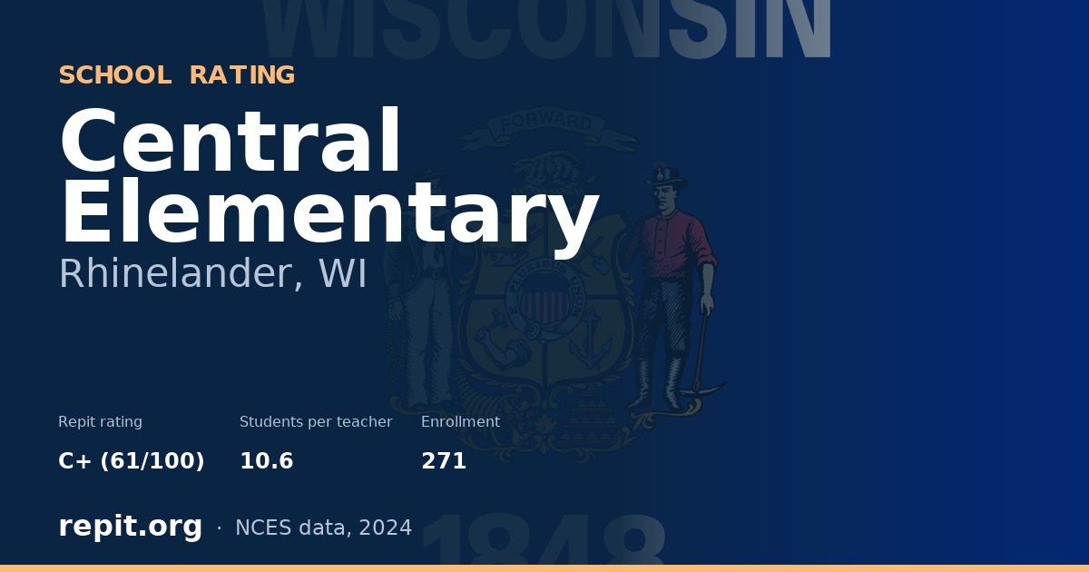 Central Elementary, Rhinelander, WI — Repit school rating C+ (61/100)