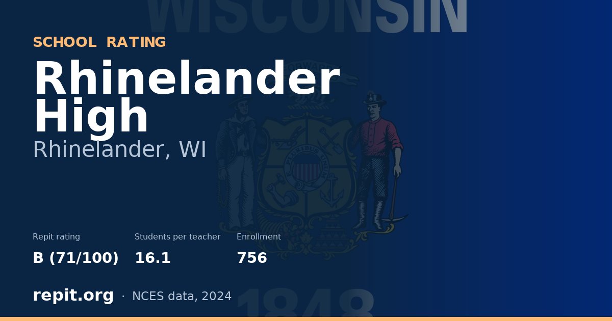 Rhinelander High, Rhinelander, WI — Repit school rating B (71/100)