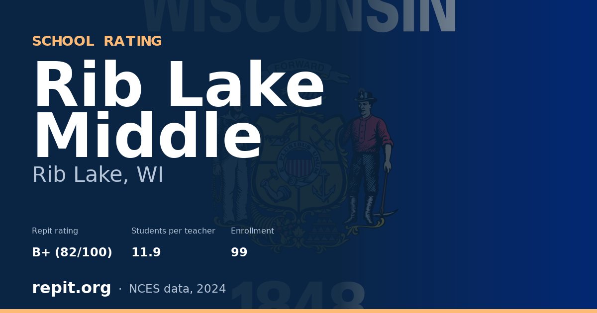 Rib Lake Middle, Rib Lake, WI — Repit school rating B+ (82/100)