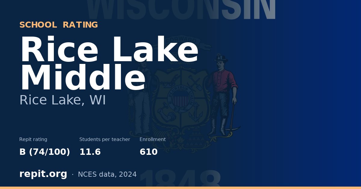 Rice Lake Middle, Rice Lake, WI — Repit school rating B (74/100)