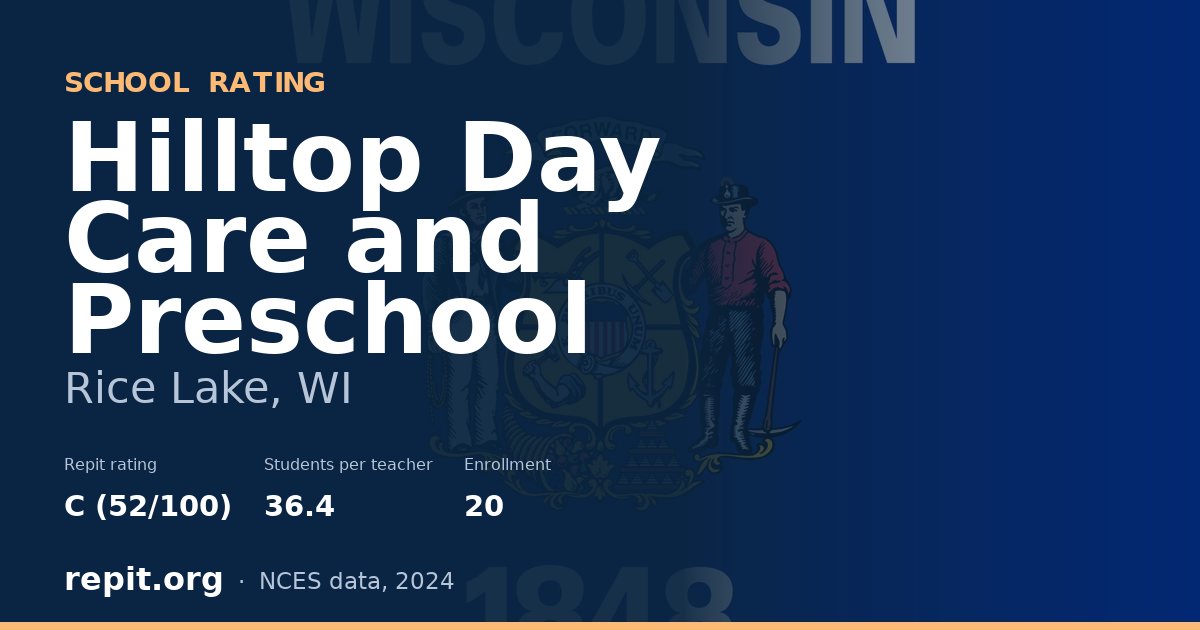 Hilltop Day Care and Preschool, Rice Lake, WI — Repit school rating C (52/100)