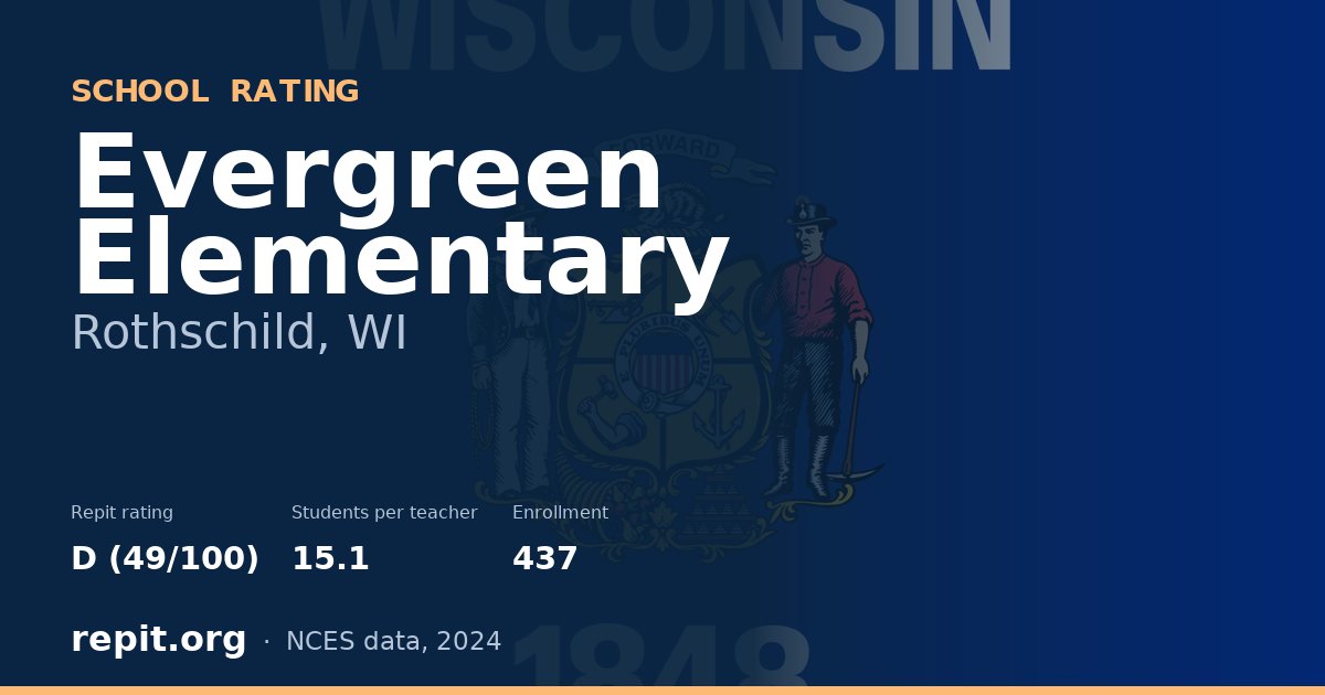 Evergreen Elementary, Rothschild, WI — Repit school rating D (49/100)