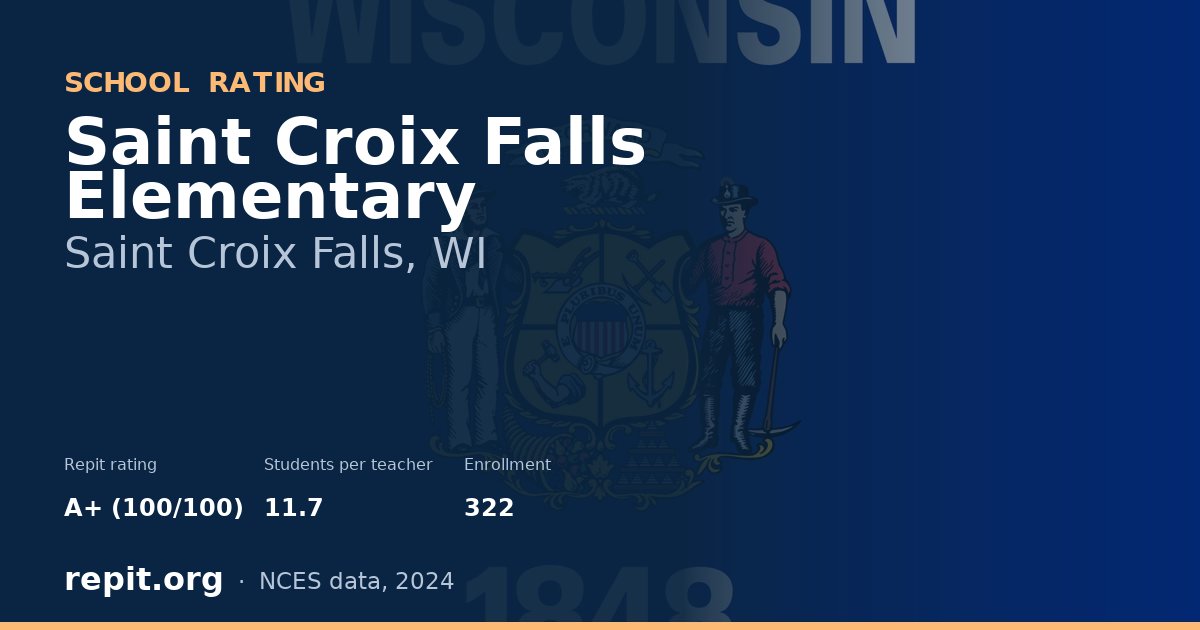 Saint Croix Falls Elementary, Saint Croix Falls, WI — Repit school rating A+ (100/100)