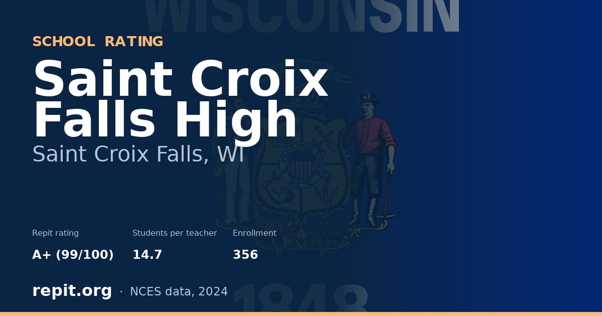 Saint Croix Falls High, Saint Croix Falls, WI — Repit school rating A+ (99/100)
