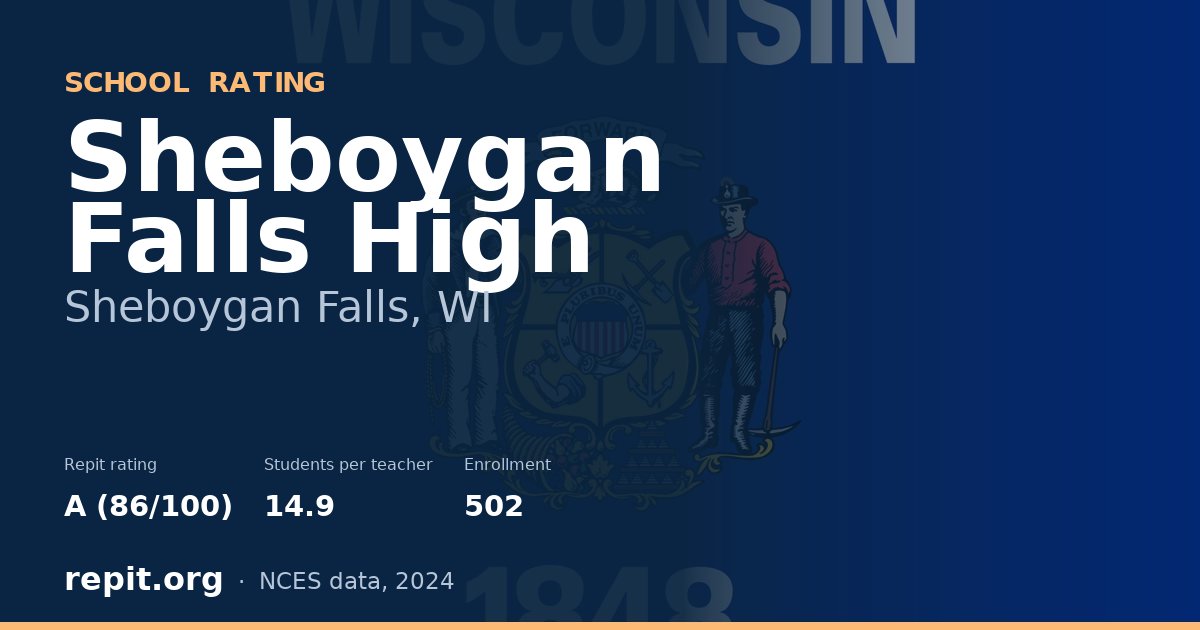 Sheboygan Falls High, Sheboygan Falls, WI — Repit school rating A (86/100)