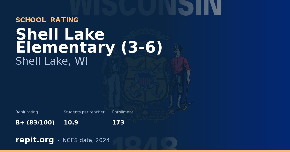 Shell Lake Elementary (3-6), Shell Lake, WI — Repit school rating B+ (83/100)