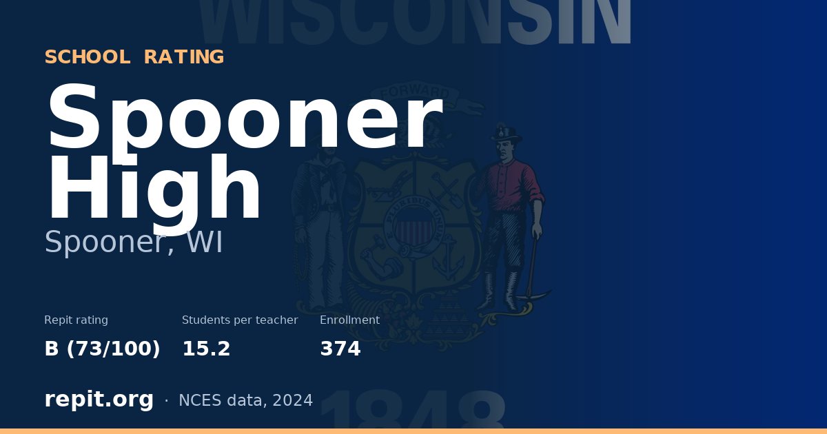 Spooner High, Spooner, WI — Repit school rating B (73/100)