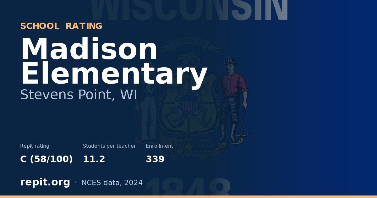 Madison Elementary, Stevens Point, WI — Repit school rating C (58/100)