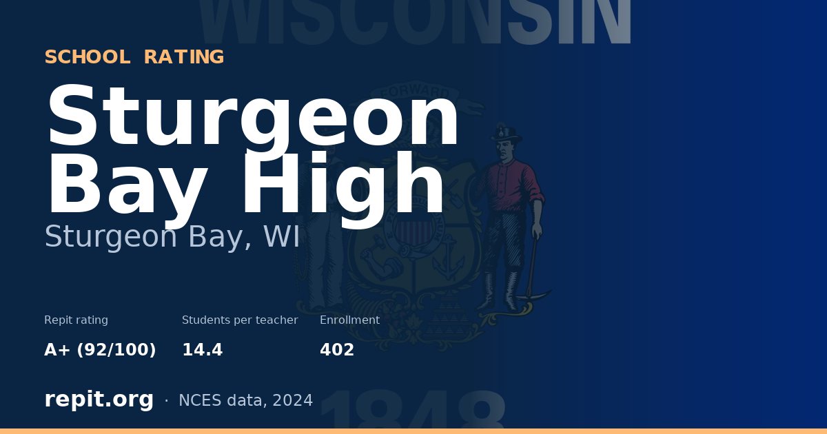 Sturgeon Bay High, Sturgeon Bay, WI — Repit school rating A+ (92/100)