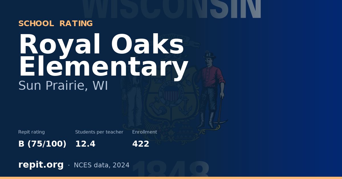 Royal Oaks Elementary, Sun Prairie, WI — Repit school rating B (75/100)