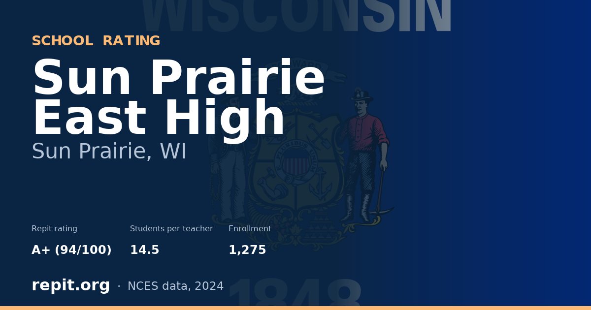 Sun Prairie East High, Sun Prairie, WI — Repit school rating A+ (94/100)