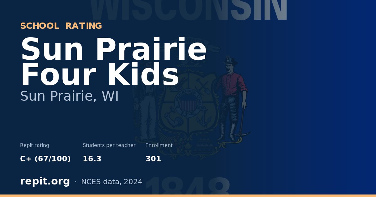 Sun Prairie Four Kids, Sun Prairie, WI — Repit school rating C+ (67/100)